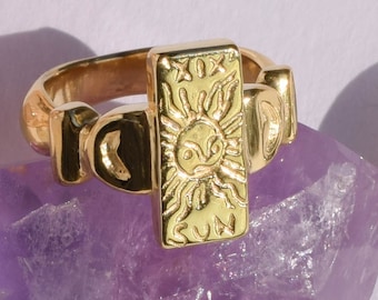 The Sun tarot card ring - gold sun ring