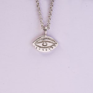 Dainty silver eye necklace protection jewelry image 6