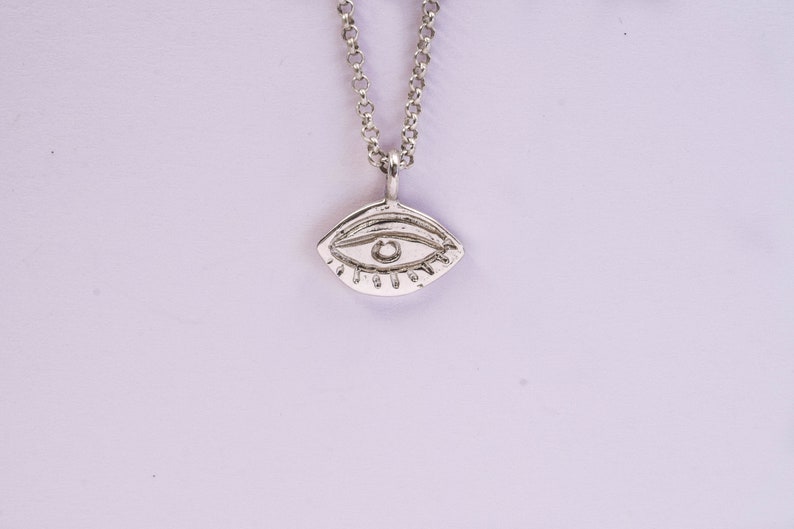 Dainty silver eye necklace protection jewelry image 6
