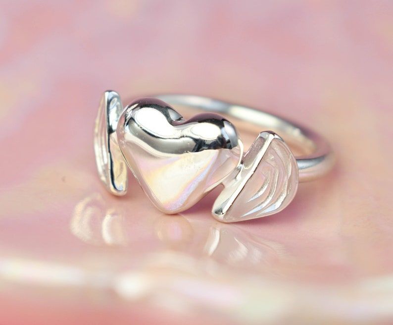 Heart ring cute love ring made from plated brass or sterling silver image 2