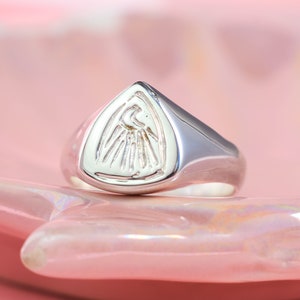 Signet moon ring silver solid ring image 2