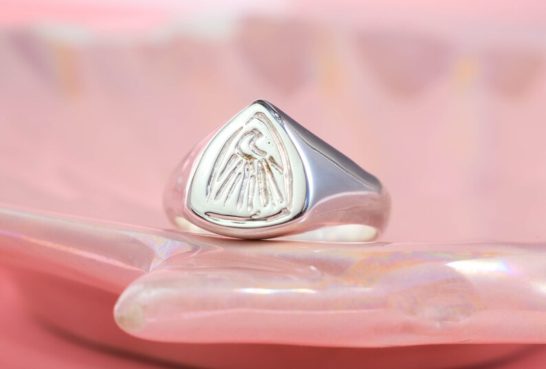 Signet moon ring silver solid ring image 2