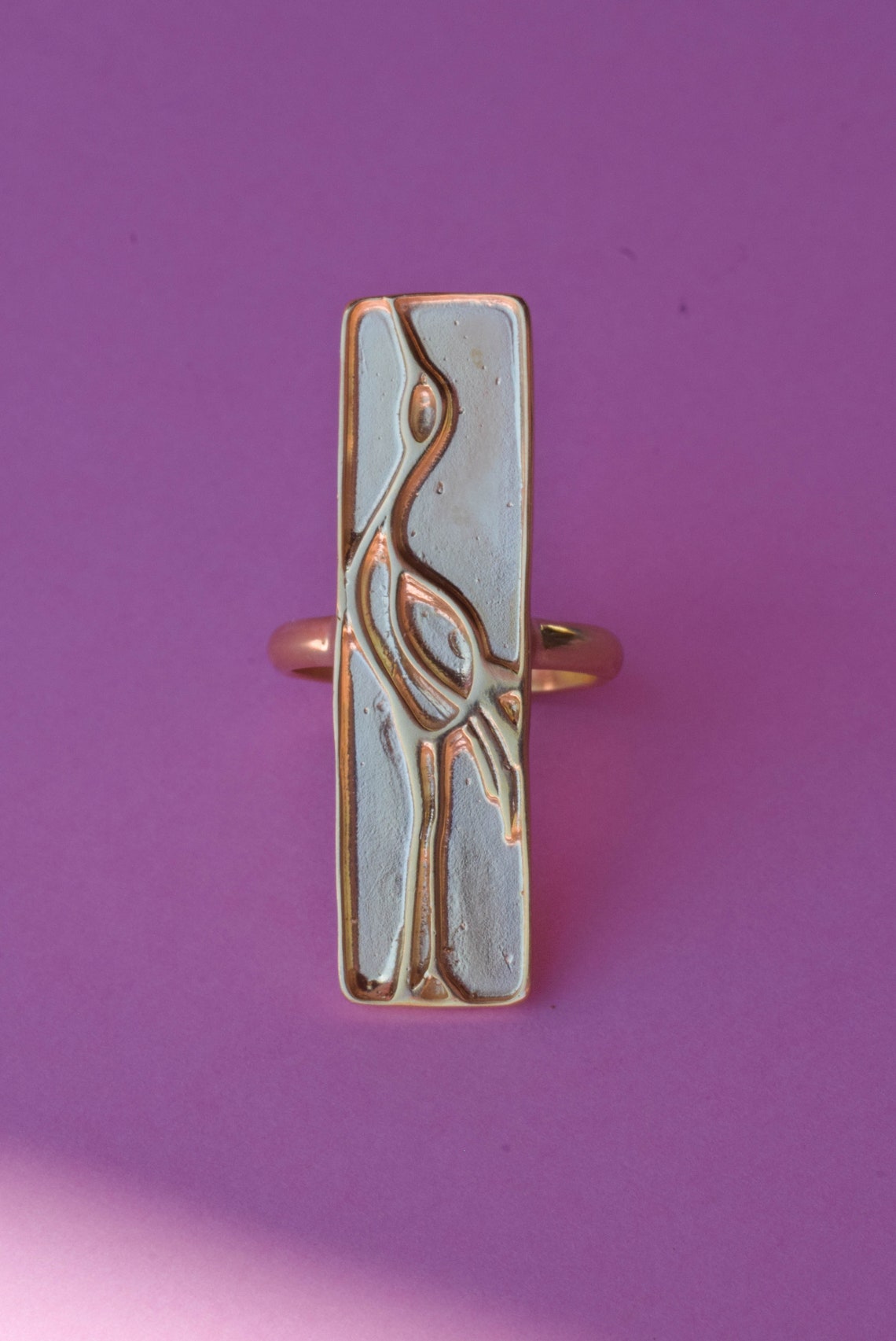 Bird ring big gold ring Etsy