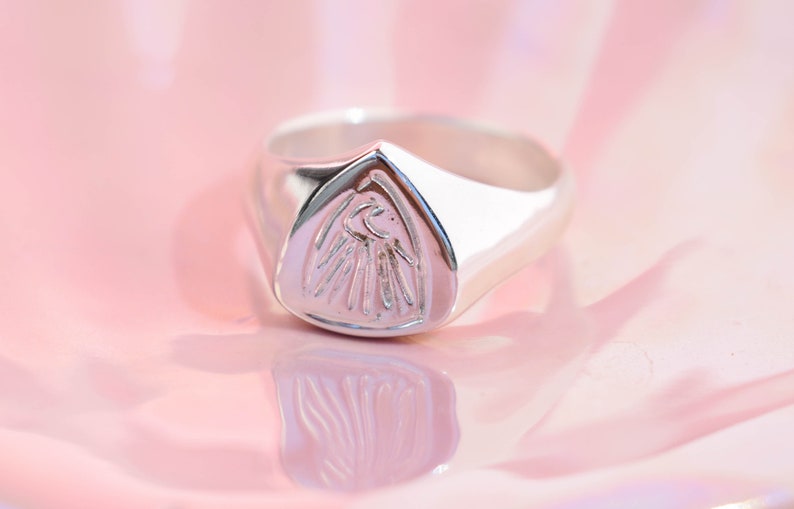 Signet moon ring silver solid ring image 6