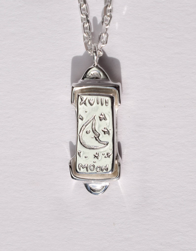 The moon tarot card necklace silver or gold moon necklace image 1