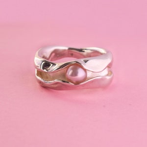 Pink pearl sterling silver ring image 7