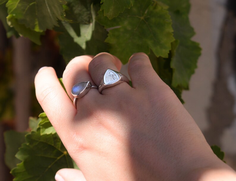 Signet moon ring silver solid ring image 5