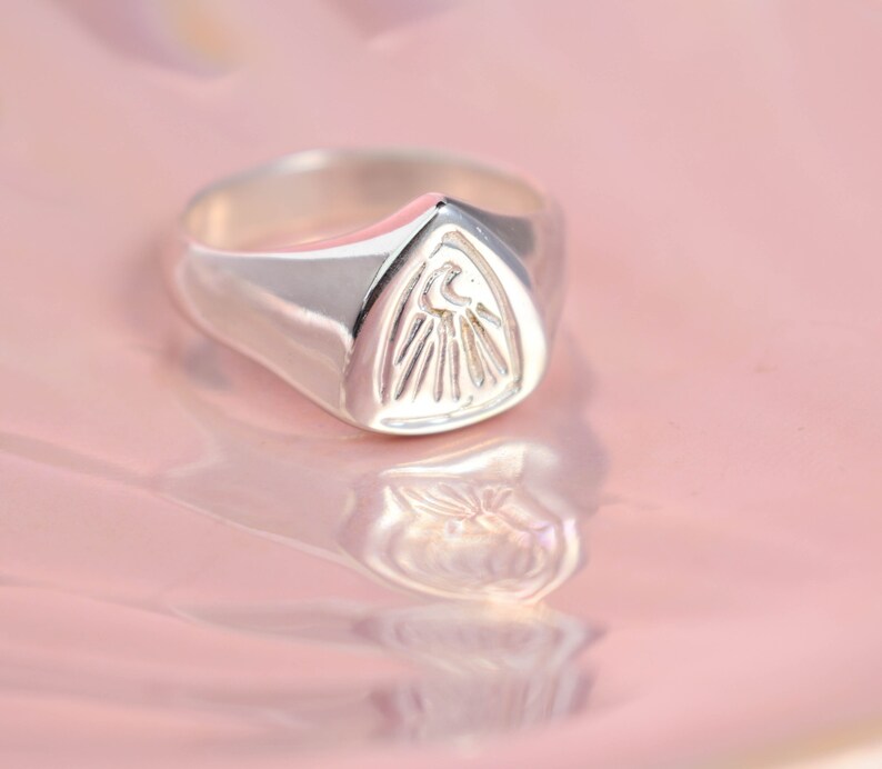 Signet moon ring silver solid ring image 3