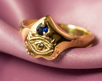 Sapphire ring - witch gold ring