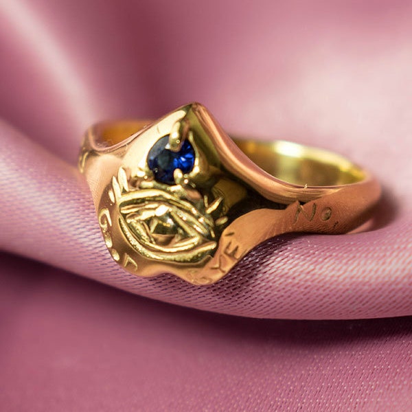 Sapphire ring - witch gold ring