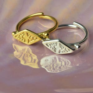 Gold plated rhombus ring - adjustable dainty ring