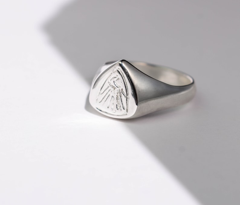 Signet moon ring silver solid ring image 4