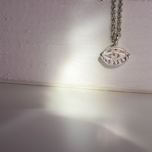 Dainty silver eye necklace protection jewelry image 4