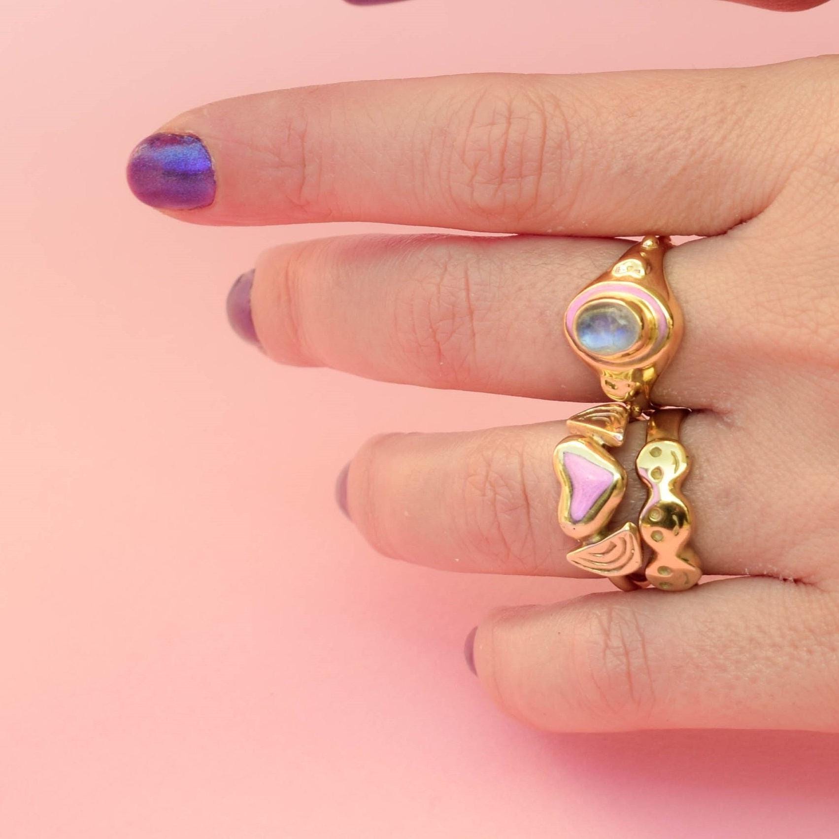 【2個セット】Simuero Gota Buzo Ring 宝石 海 ハンドメイド Simuero - Etsy Singapore