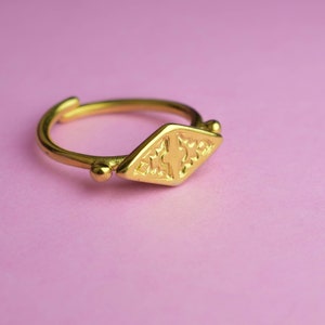 Gold plated rhombus ring adjustable dainty ring image 5