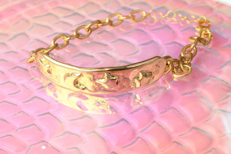 Moon and stars gold tag bracelet image 9