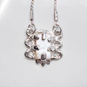 Silver 925 big pearl necklace - ooak artisan jewelry