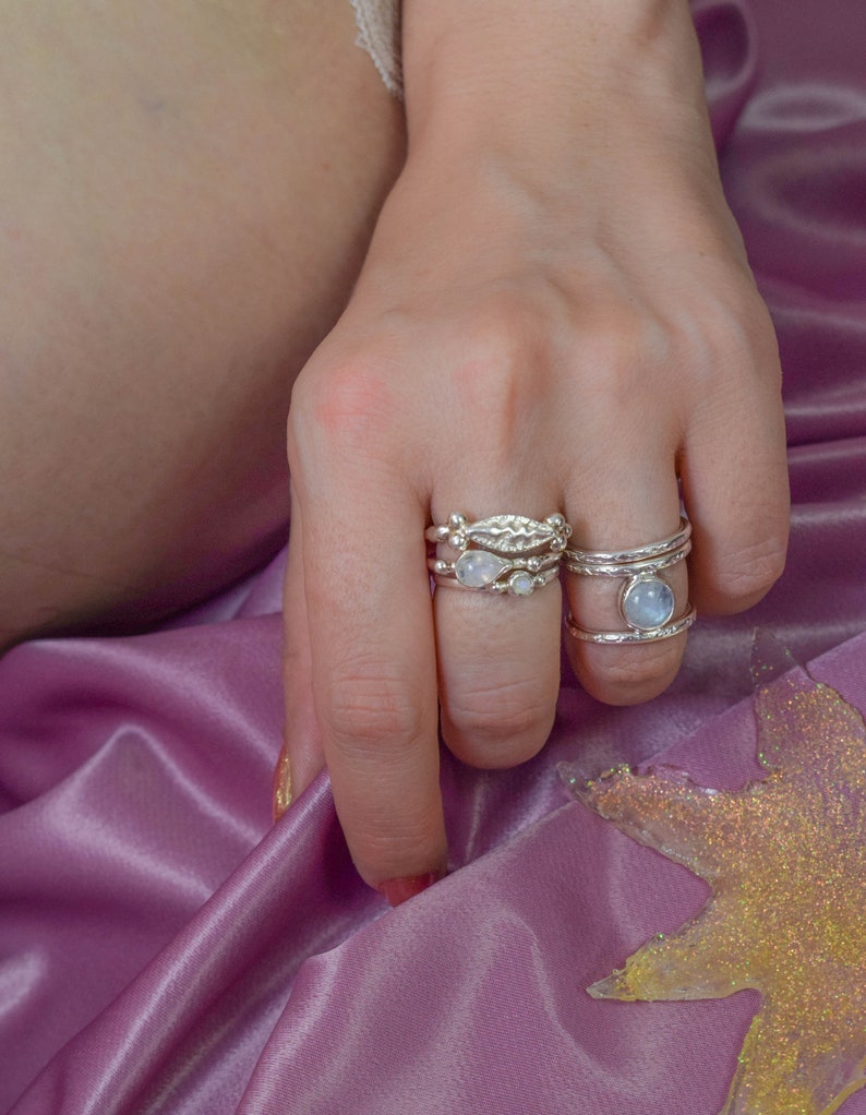 Tiny moonstone ring minimalist stone ring image 5