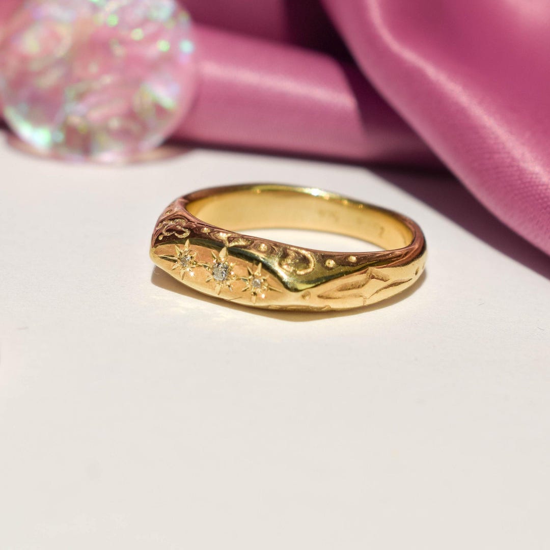 The Clear Stud Ring in Gold main image 1