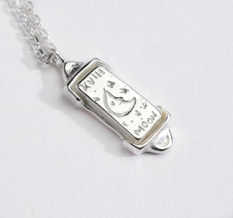 The moon tarot card necklace silver or gold moon necklace image 3