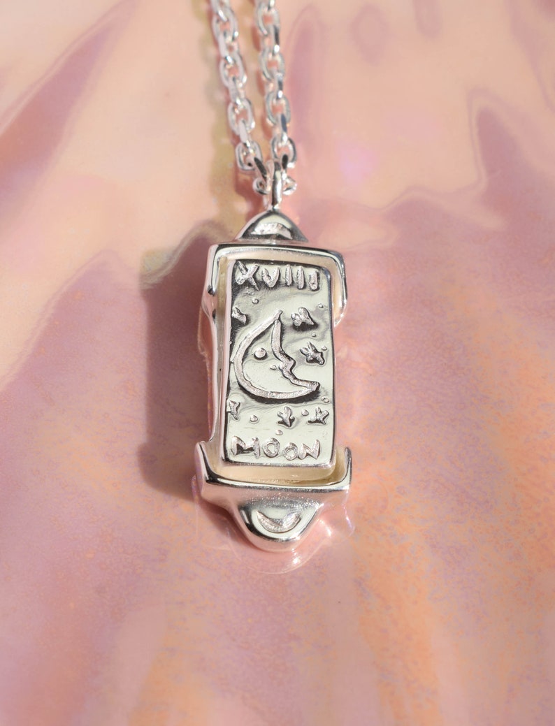 The moon tarot card necklace silver or gold moon necklace image 5