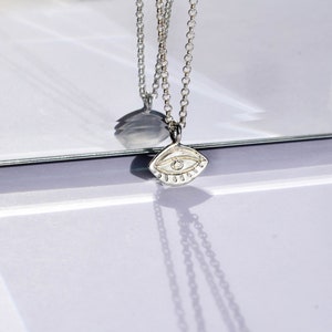 Dainty silver eye necklace protection jewelry image 7