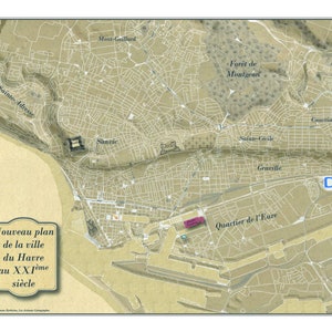 Carte du Havre d'aujourd'hui dans le style du 18ème siècle