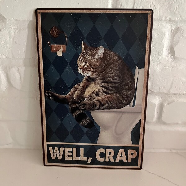 Funny Cat Restroom Sign Etsy