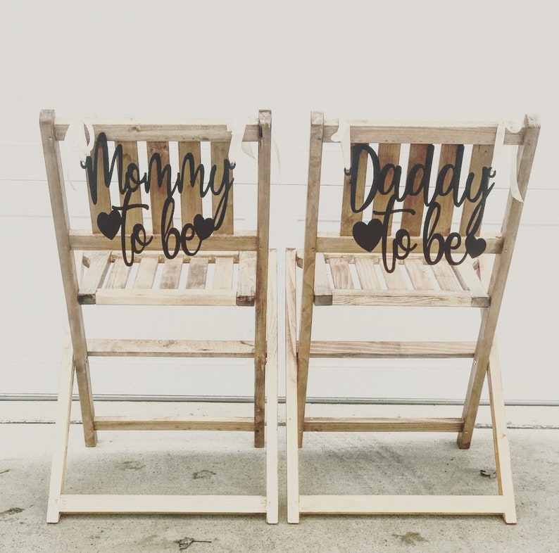 MOMMY DADDY To Be mom Dad Baby Shower Chair Seat Sign Wood Etsy