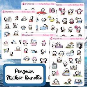 Juego de pegatinas de pingüinos en miniatura, juego de regalo de planificador de pingüinos