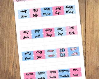 Candy Mini Monthly Tabs - For Hobonichi Cousin or A5 notebooks