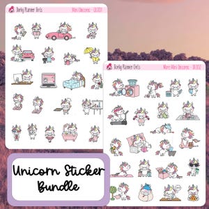 Stickerset mini-eenhoorns, mini-eenhoorns, meer mini-eenhoorns, cadeauset eenhoornplanner