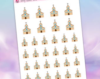 Church Icon Planner Stickers: Christian Planner Decoration