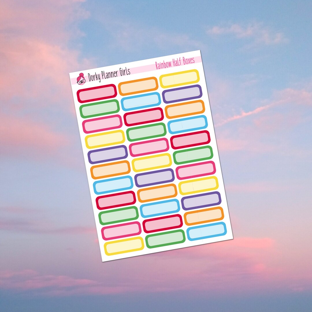 Rainbow Half Boxes Planner Stickers - Etsy