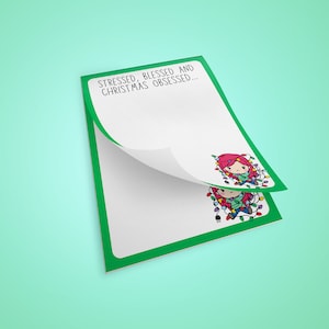 Gestresster, gesegneter und weihnachtsbesessener A6 Notizblock