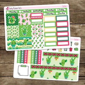 Cactus - Kit di adesivi per planner Hobonichi Cousin