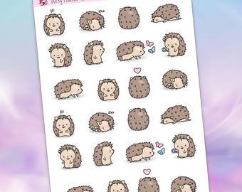 hedgehogs stickers, cute character stickers, hedgehog planner stickers