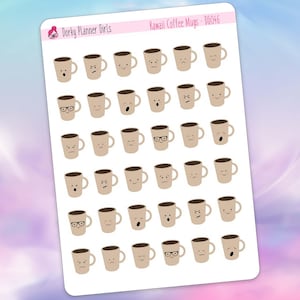 Pegatinas para tazas de café kawaii, pegatinas para planificadores de emociones