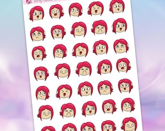 Pegatinas de planificador de emoticones: rastreador de estado de ánimo dibujado a mano