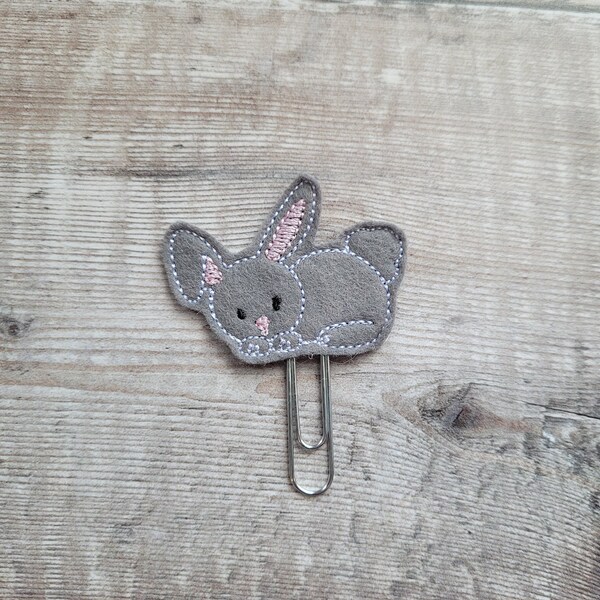 Grey Bunny Planner Clip - Easter Paperclip