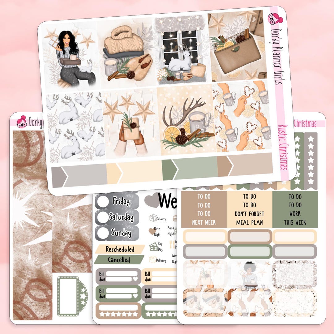 Rustic Christmas Weekly Sticker Kit - Etsy