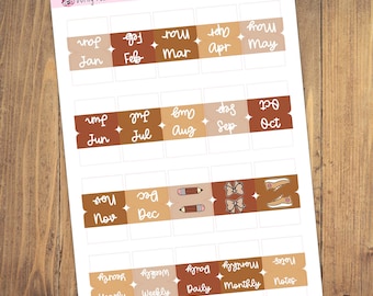 Coffee Mini Monthly Tabs - For Hobonichi Cousin or A5 notebooks
