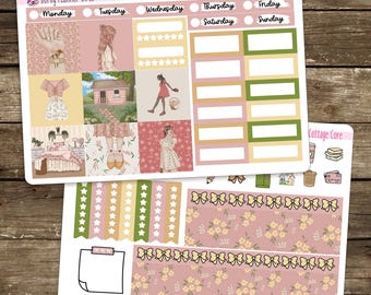 Kit de pegatinas para el planificador "Cottage Core" de Hobonichi Cousin
