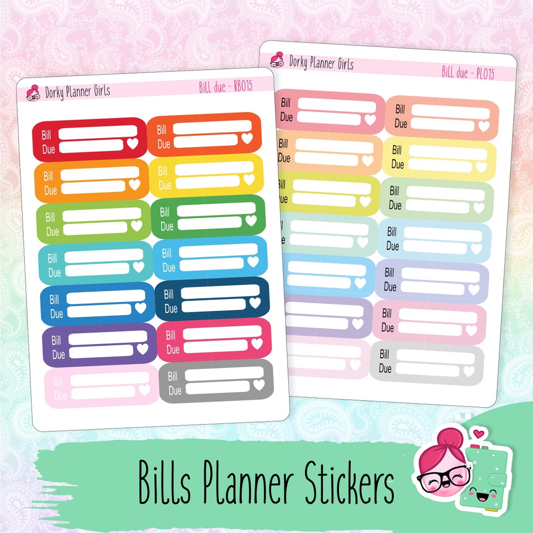 Bill Due Planner Stickers - Etsy