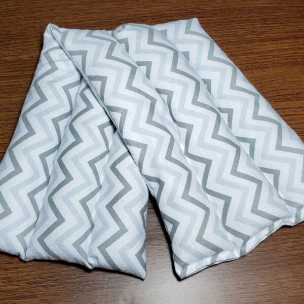 Rice Heating Pad - Microwave Heat Pad - Hot Cold Pad - Heat Therapy - Reusable - Migraine Relief - Self Care - Gray Chevron