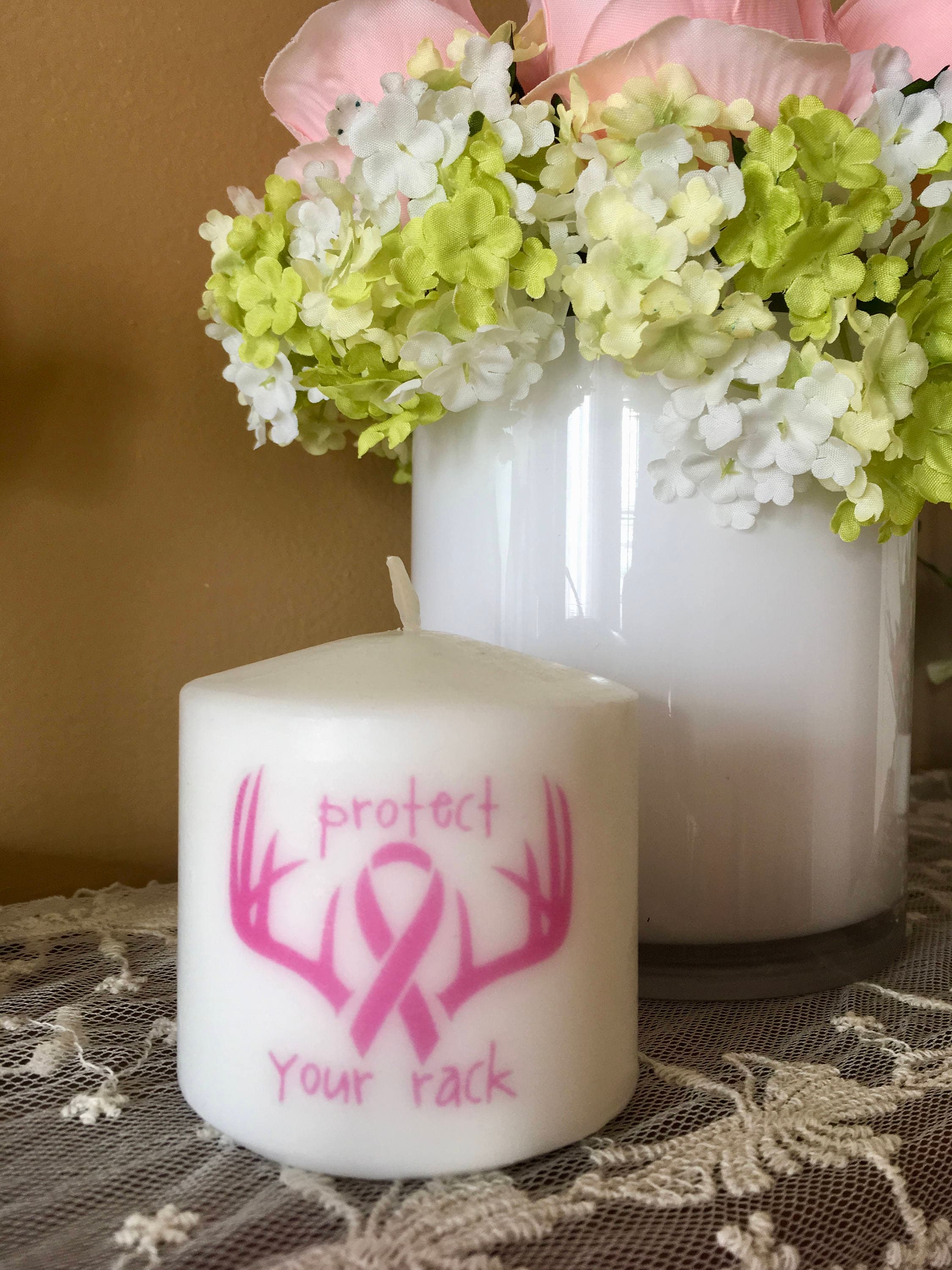 Breast Cancer Awareness Candle Pink Ribbon Protect Your Etsy