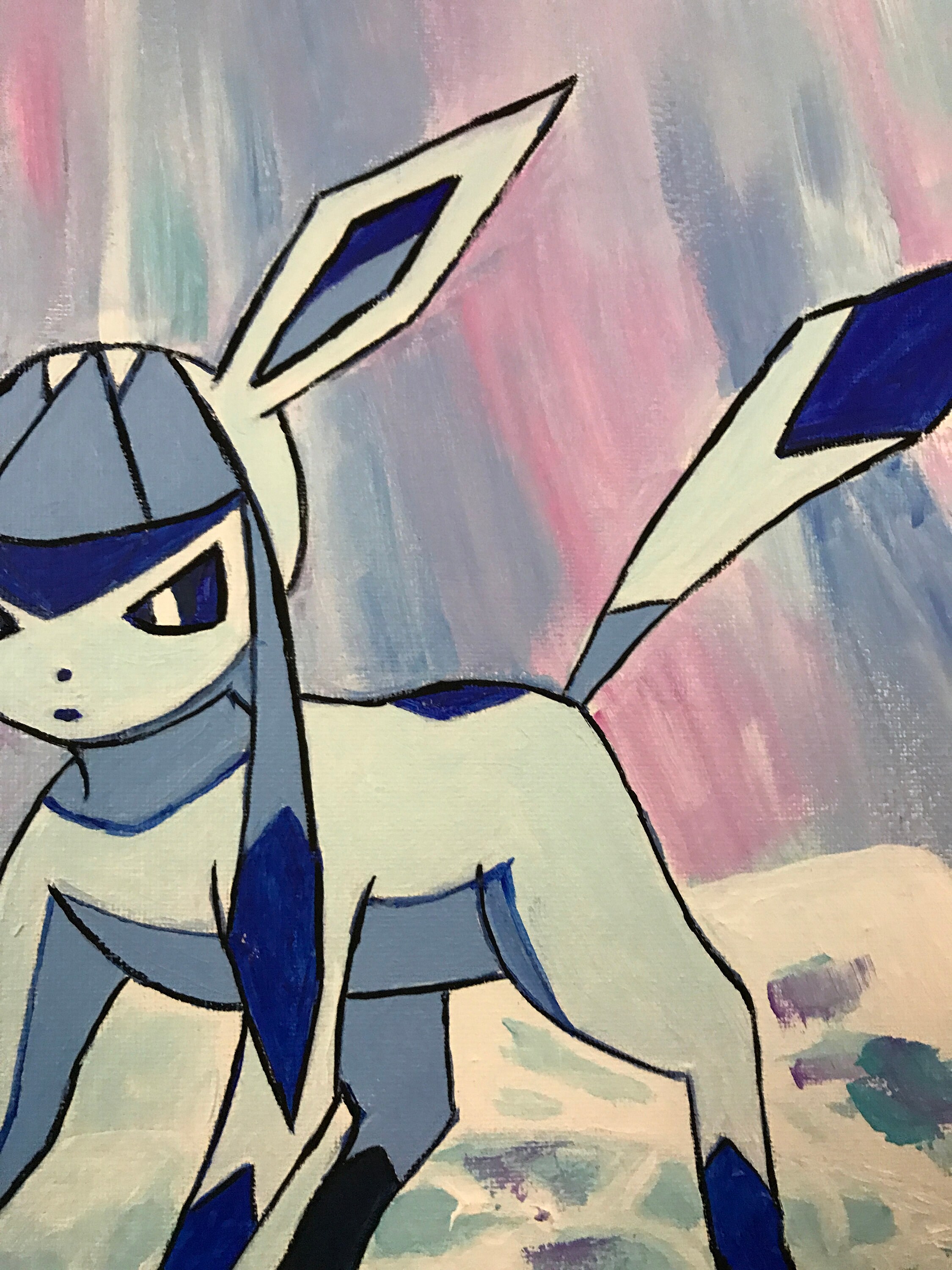 Glaceon Fanart Pokemon Handgemachtes Acrylgemälde auf Etsy