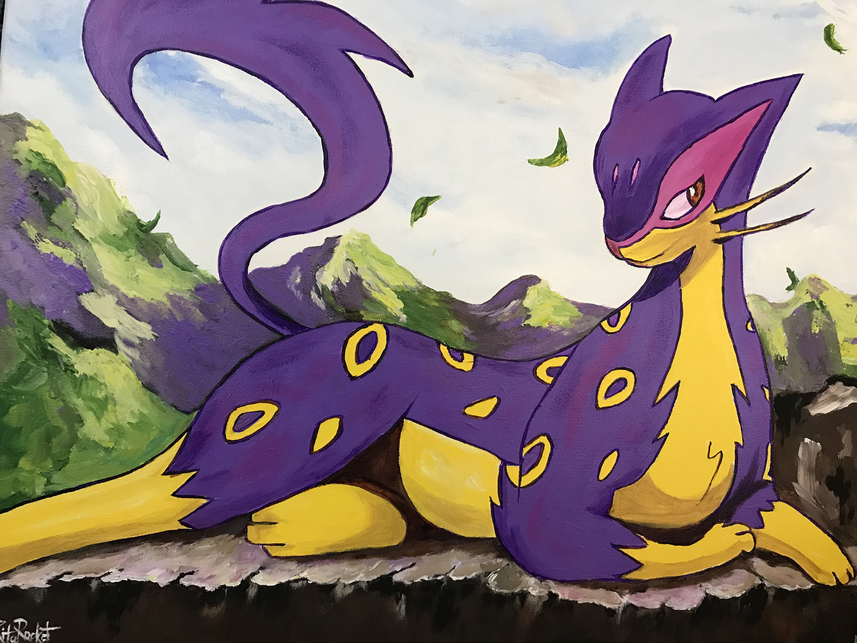 Liepard Pokemon Fan Art Handmade Acrylic Painting on - Etsy Israel