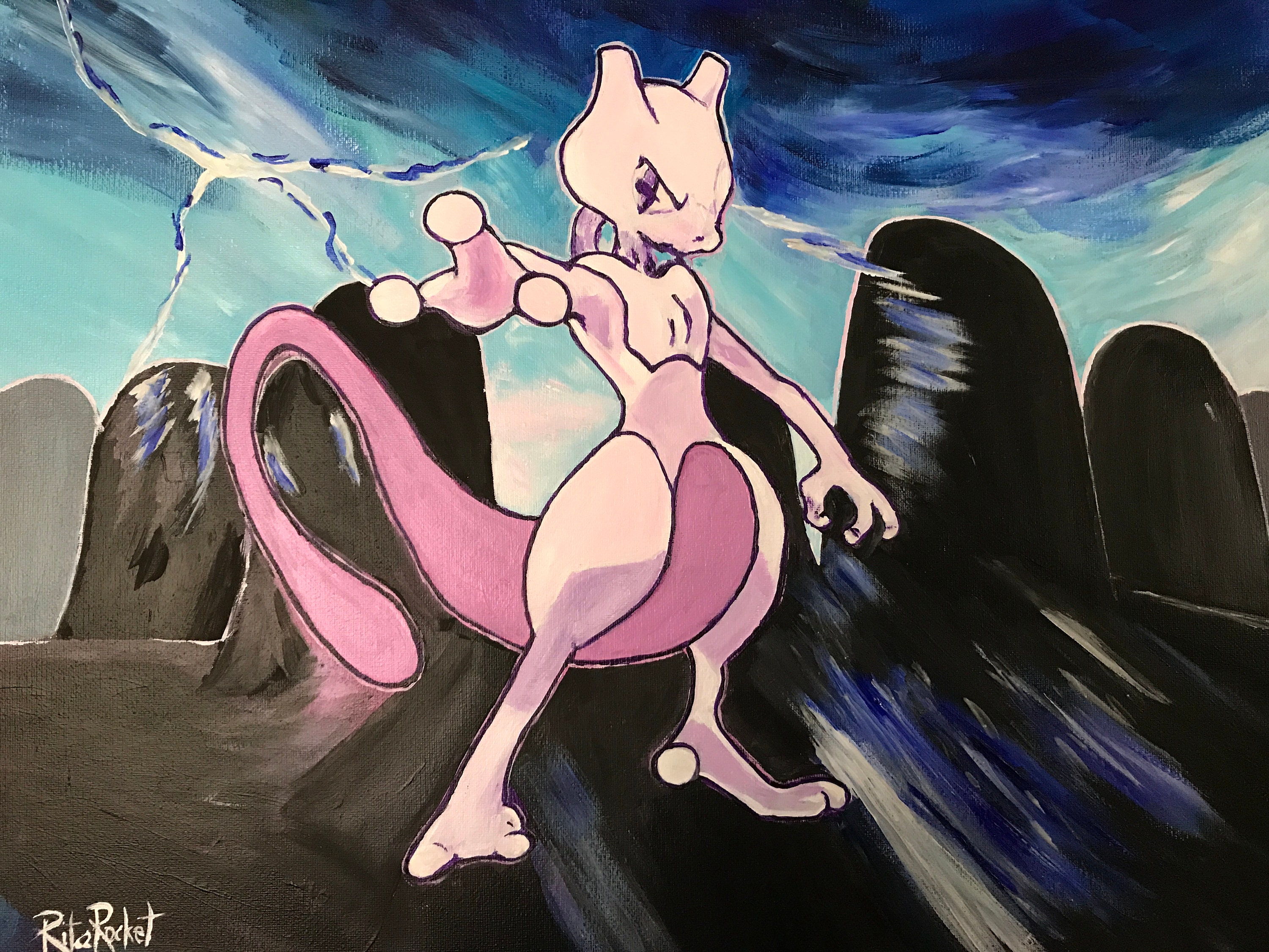 Pokemon Mewtwo And Mew Diamond Painting 