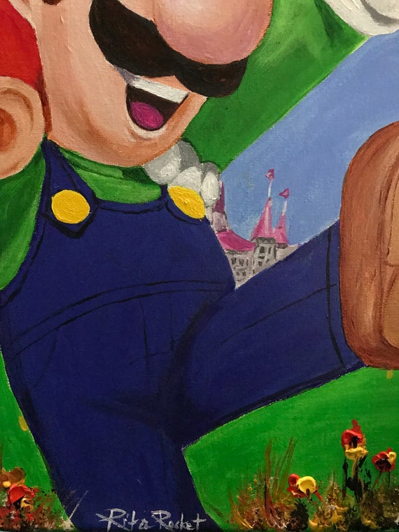 Super Mario Brothers Fan Art Pintura acrílica hecha a mano - Etsy México